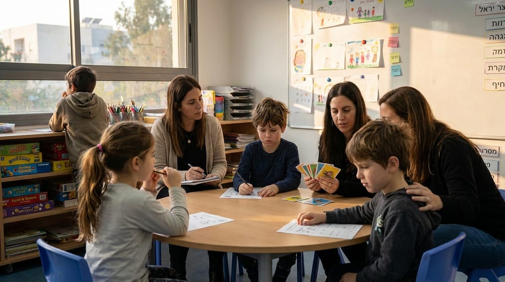 תמונה זו נוצרה על ידי gemini-pro בינה מלאכותית התפתחות הילד גיל בית ספר יסודי